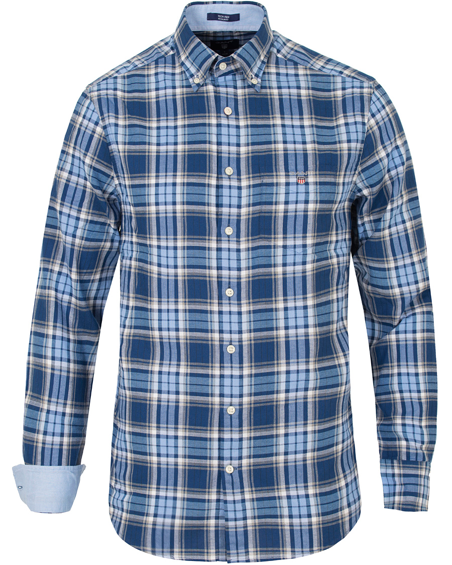 Herr | Skjortor | GANT | Tech Prep Oxford Gingham Regular Fit Shirt Yale Blue