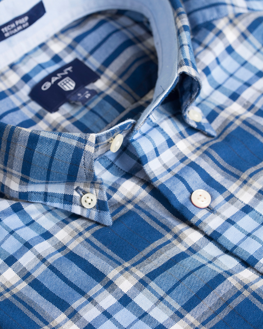 Herr | Skjortor | GANT | Tech Prep Oxford Gingham Regular Fit Shirt Yale Blue