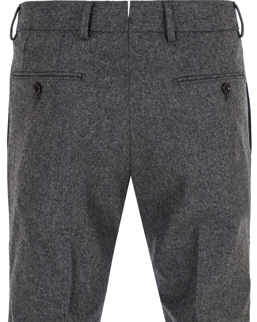 Herr | Byxor | Morris Heritage | Fred Flannel Turn Up Super 120 Trousers Dark Grey