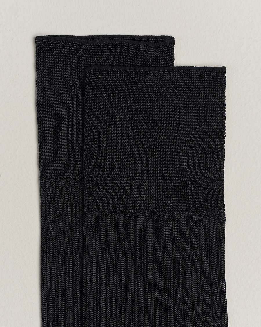 Herre |  | Pantherella | Baffin Silk Long Sock Black