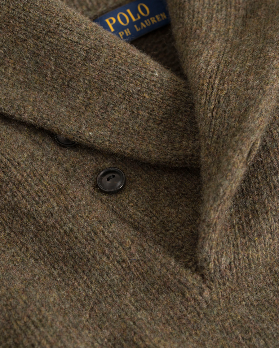 Herr | Tröjor | Polo Ralph Lauren | Knitted Wool/Cashmere Shawl Sweater Olive Melange