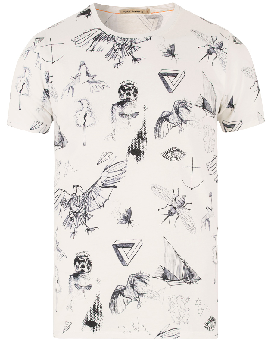 Herr | T-Shirts | Nudie Jeans | O-neck Tattoo Sketches Tee Off White
