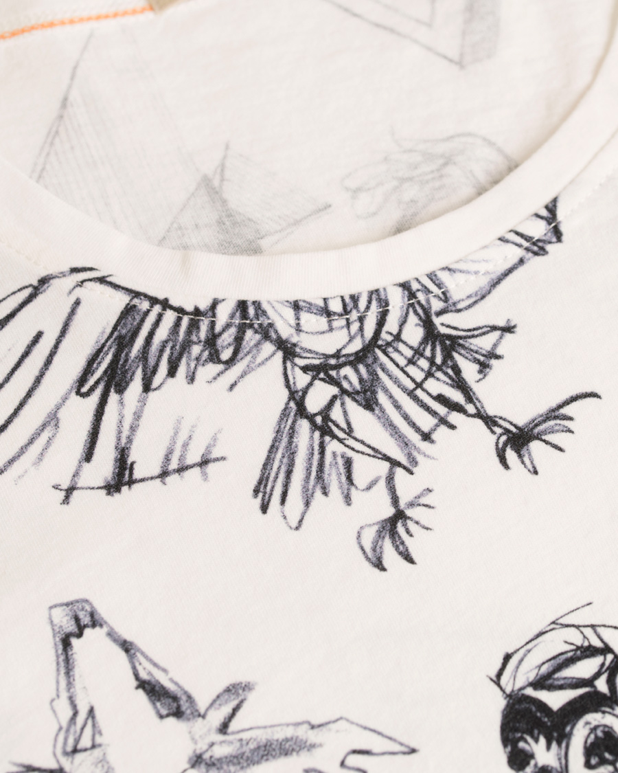 Herr | T-Shirts | Nudie Jeans | O-neck Tattoo Sketches Tee Off White