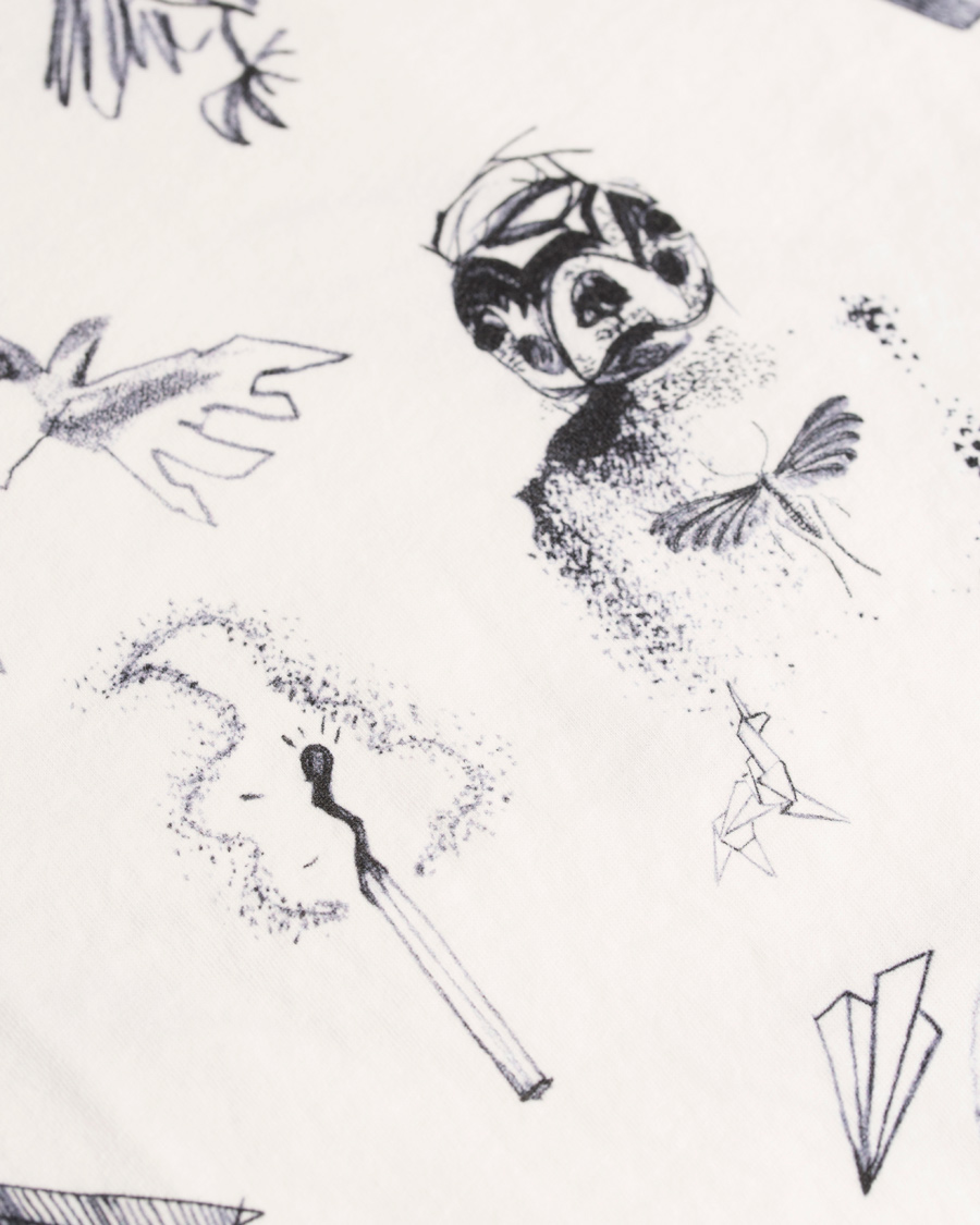 Herr | T-Shirts | Nudie Jeans | O-neck Tattoo Sketches Tee Off White