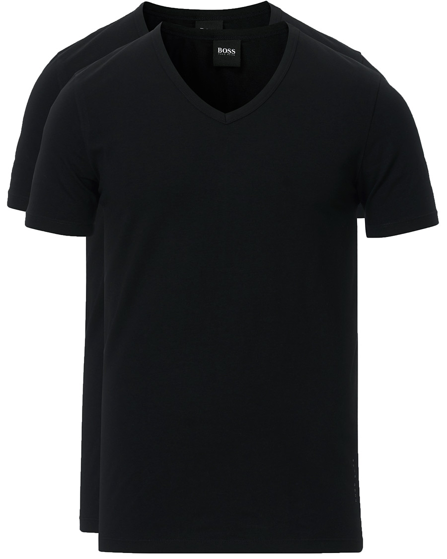 Herr | T-Shirts | BOSS BLACK | BOSS 2-Pack V-Neck Slim Fit Tee Black