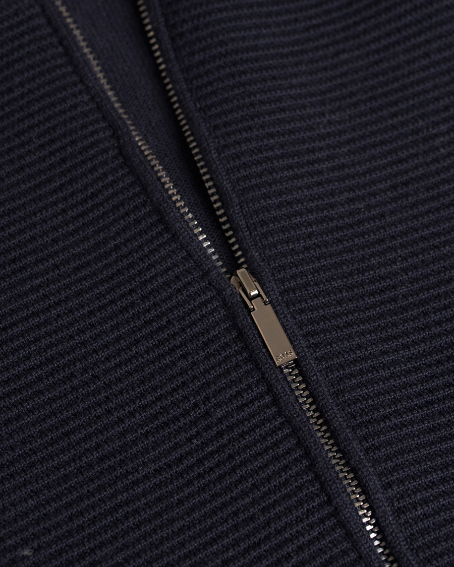 Herr | Tröjor | BOSS BLACK | BOSS Inat Stuctured Front Zip Jacket Dark Navy