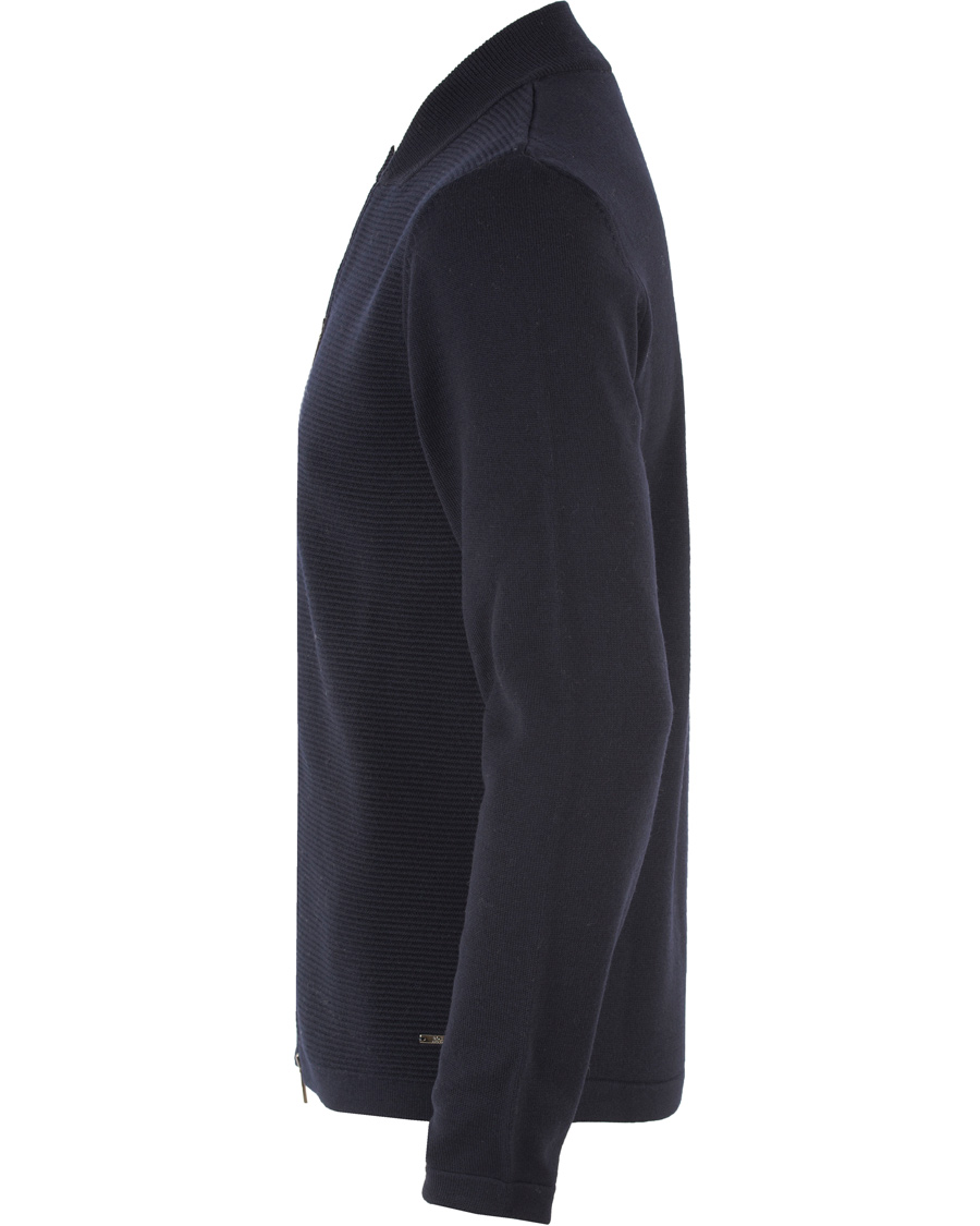 Herr | Tröjor | BOSS BLACK | BOSS Inat Stuctured Front Zip Jacket Dark Navy