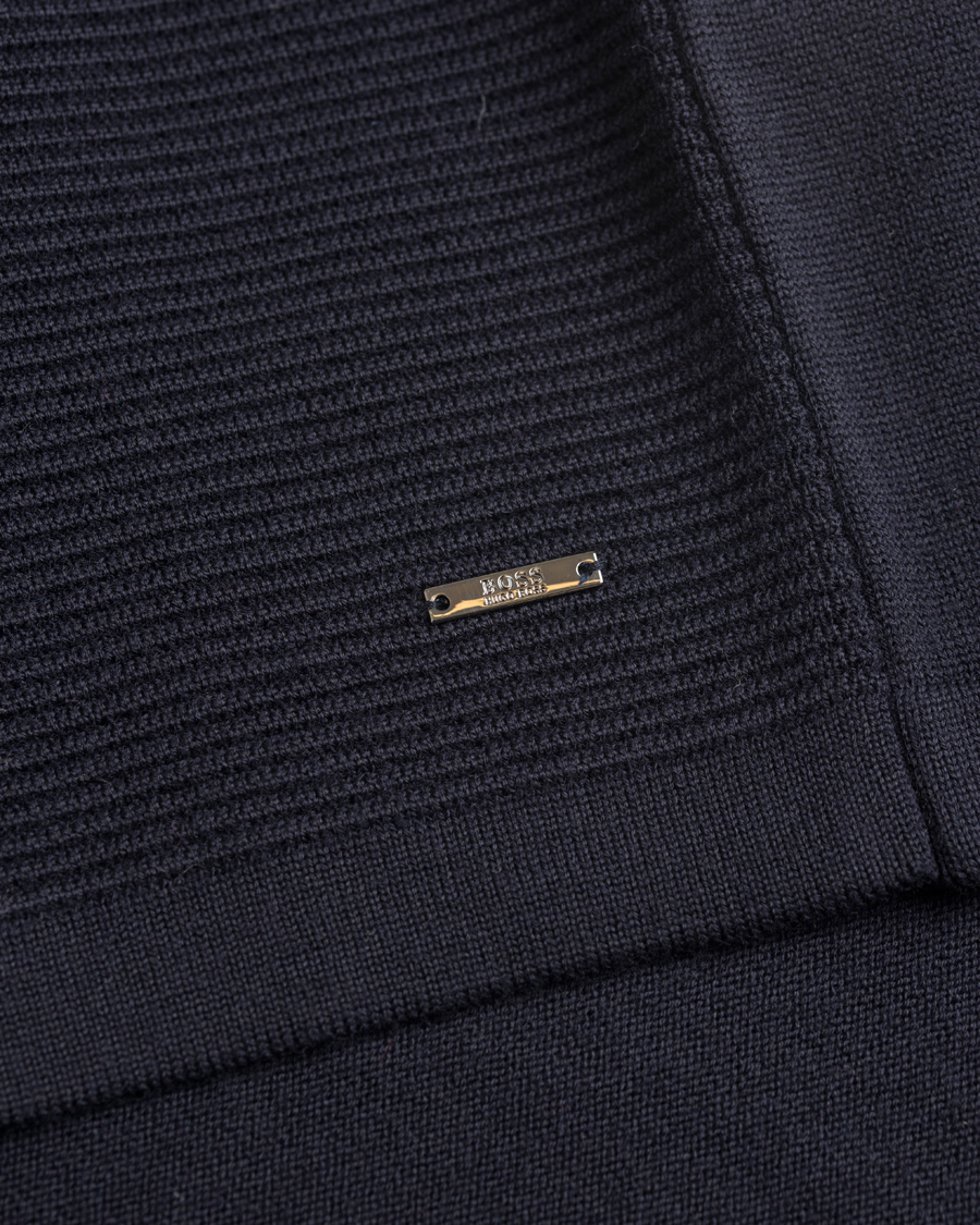 Herr | Tröjor | BOSS BLACK | BOSS Inat Stuctured Front Zip Jacket Dark Navy