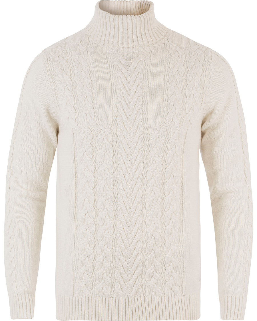 Herr | Tröjor | GANT | Cable Turtleneck Eggshell