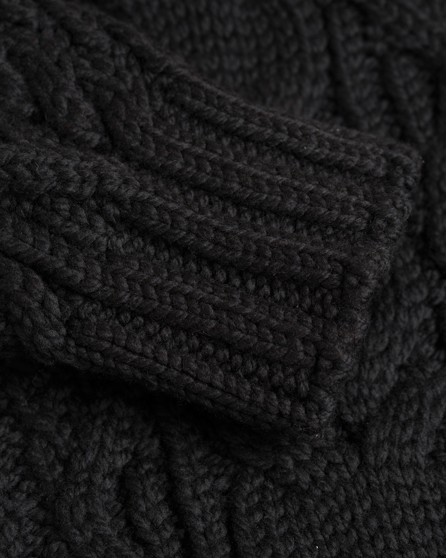 Herr | Tröjor | Polo Ralph Lauren | Merino Cable Knit Polo Black