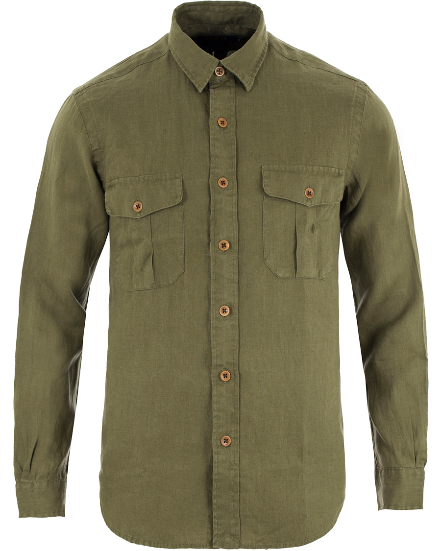 Herr | Skjortor | Polo Ralph Lauren | Core Fit Linen Pocket Shirt Mill Olive