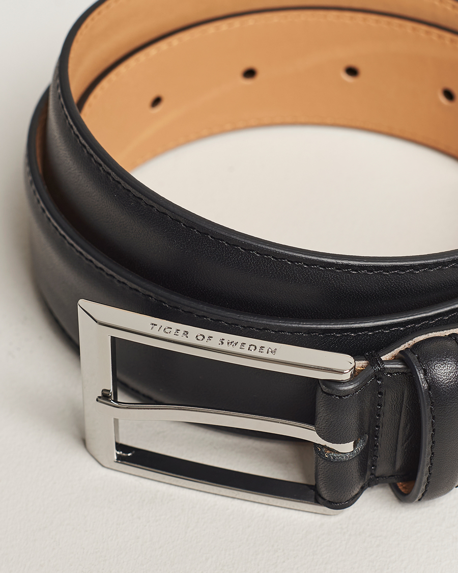 Herr | Kavaj | Tiger of Sweden | Helmi Leather 3,5 cm Belt Black