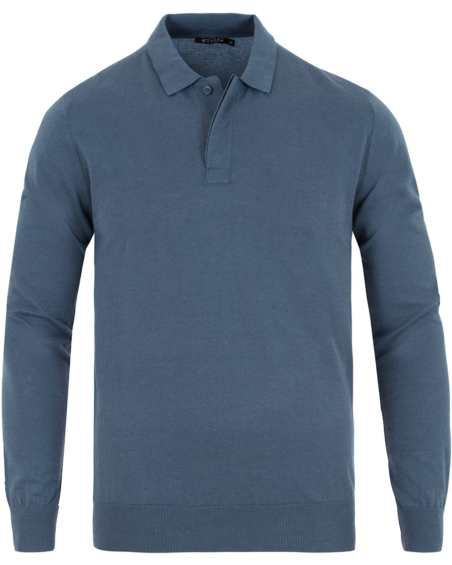 Herr | Tröjor | Tiger of Sweden | Fender Knitted Polo Teal Blue
