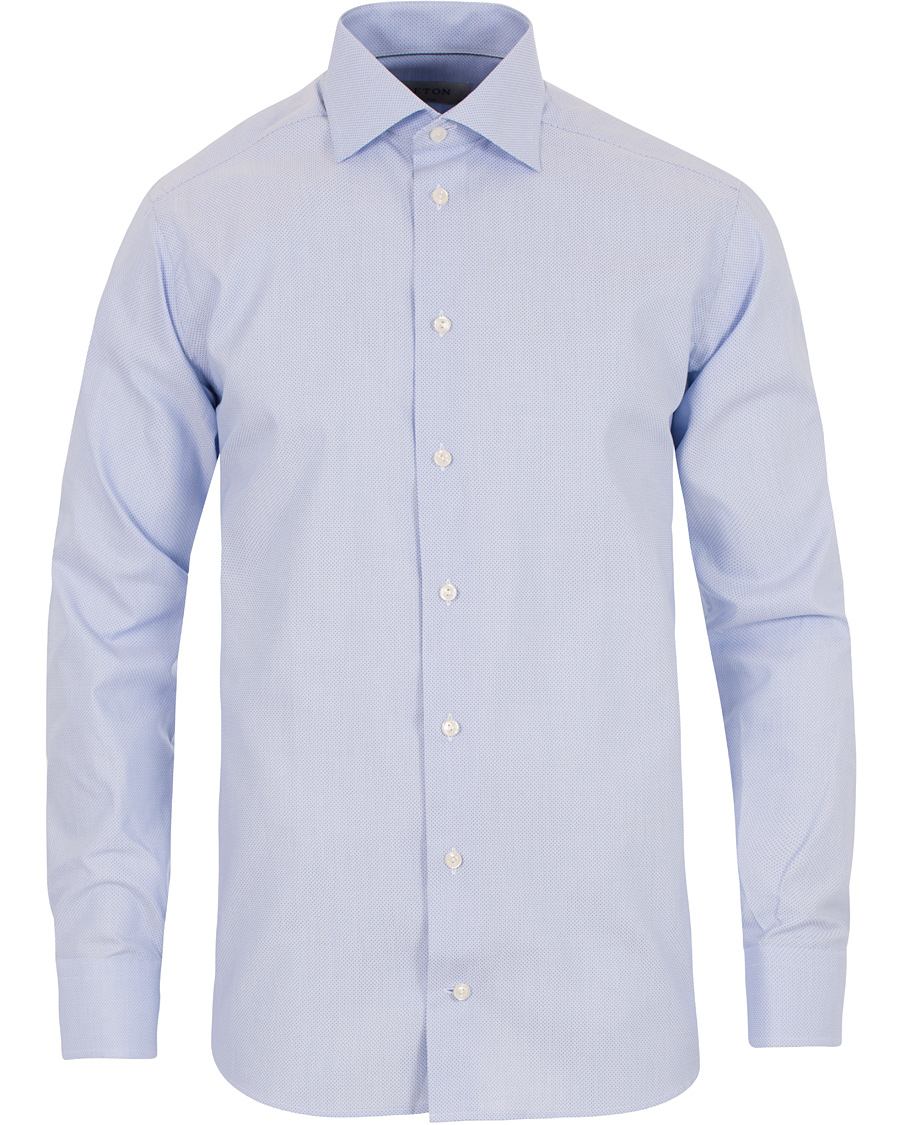 Herr | Skjortor | Eton | Slim Fit Cut Away Micro Print Shirt Blue