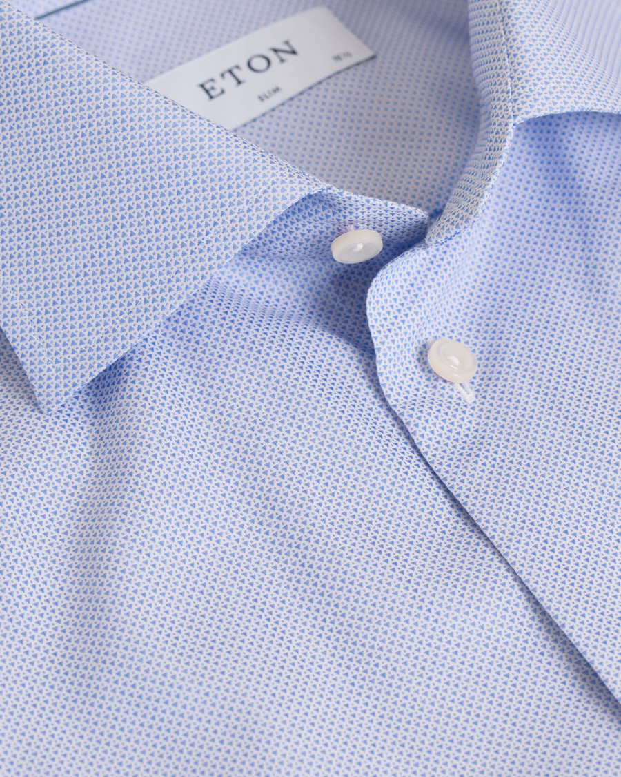 Herr | Skjortor | Eton | Slim Fit Cut Away Micro Print Shirt Blue