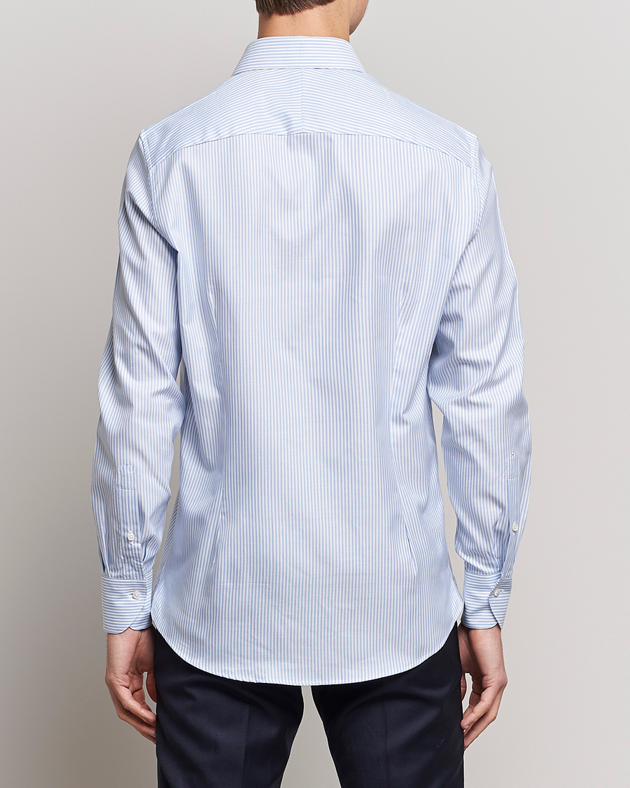 Herr | Skjortor | Stenströms | 1899 Slimline Supima Cotton Striped Shirt White/Blue