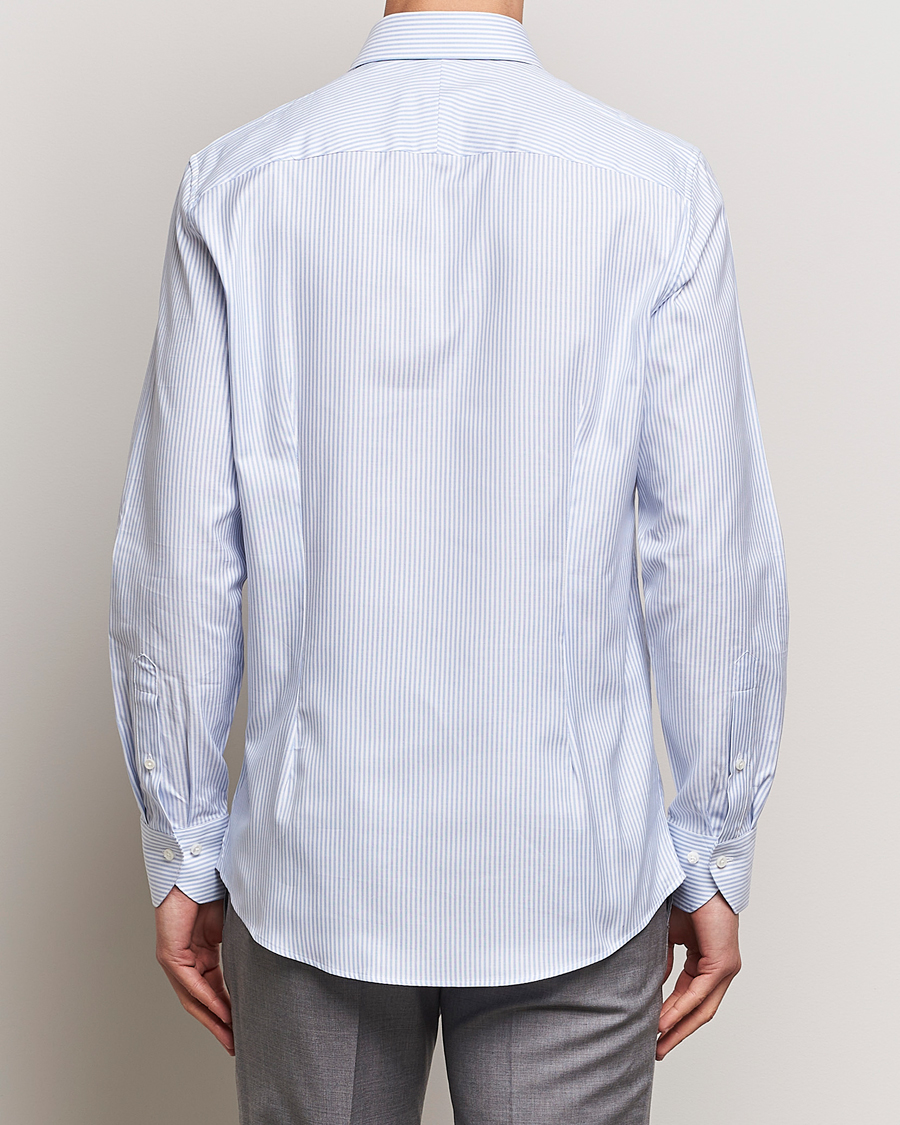Herr | Skjortor | Stenströms | 1899 Slimline Supima Cotton Striped Shirt White/Blue