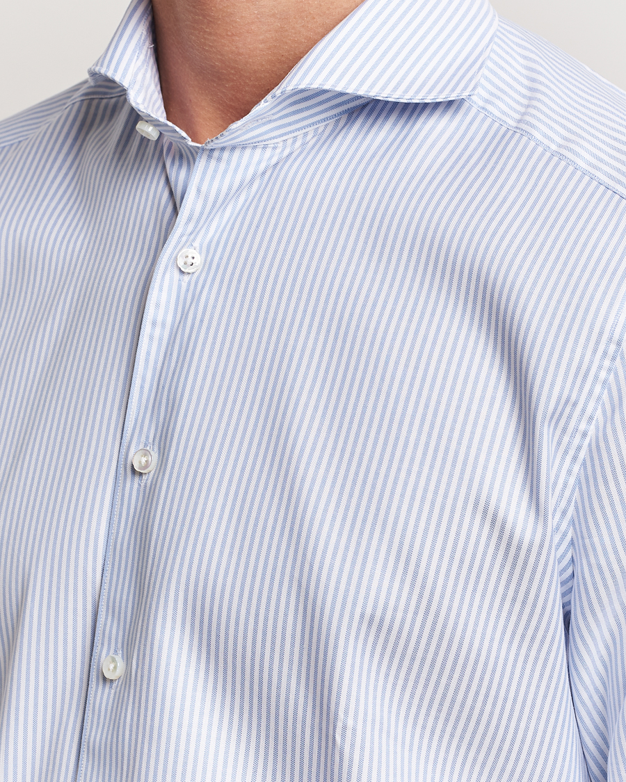 Herr | Skjortor | Stenströms | 1899 Slimline Supima Cotton Striped Shirt White/Blue