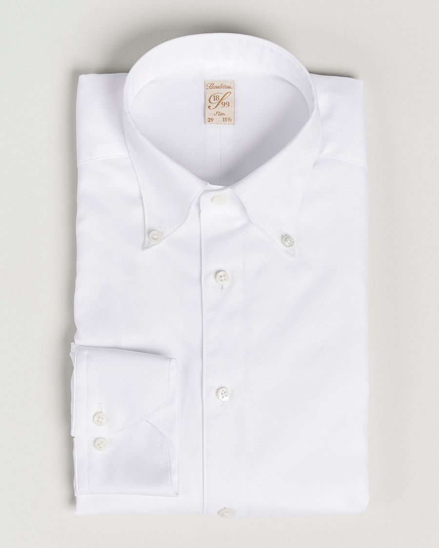 Herr | Skjortor | Stenströms | 1899 Slimline Supima Cotton Structure Shirt White