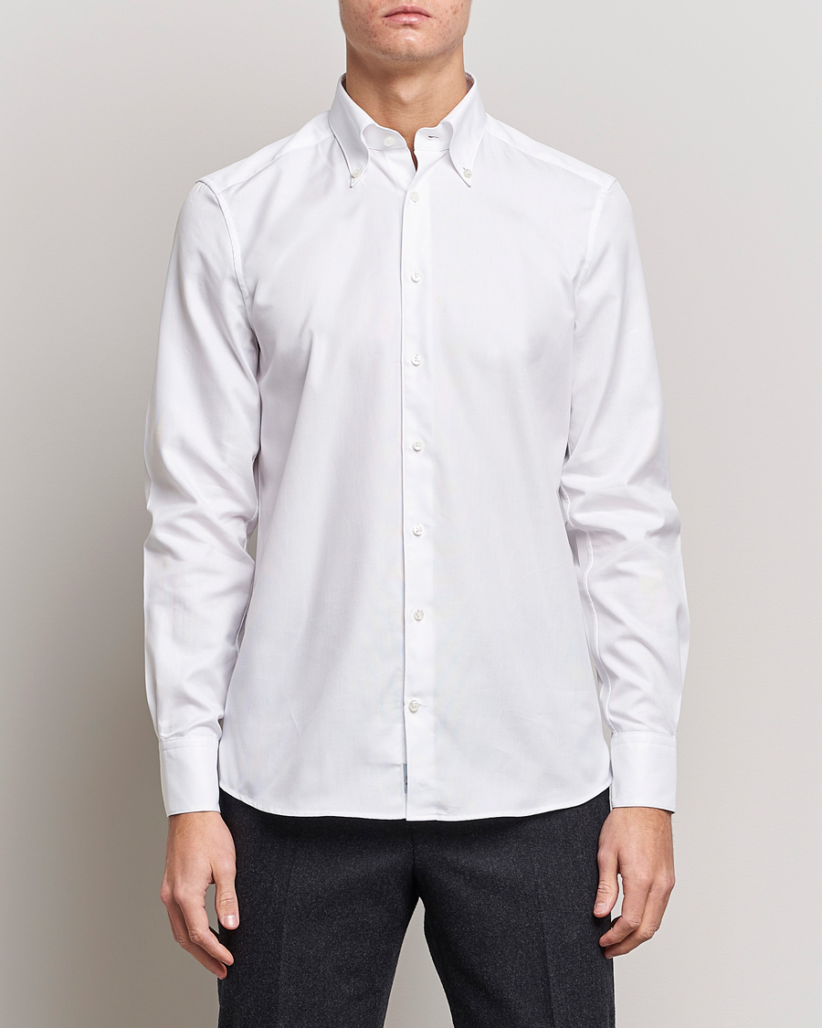 Herr | Skjortor | Stenströms | 1899 Slimline Supima Cotton Structure Shirt White