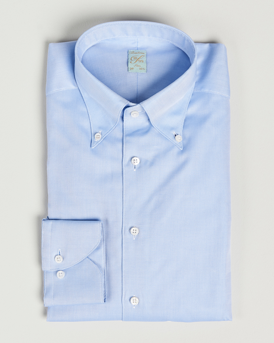 Herr | Skjortor | Stenströms | 1899 Slimline Supima Cotton Structure Shirt Blue
