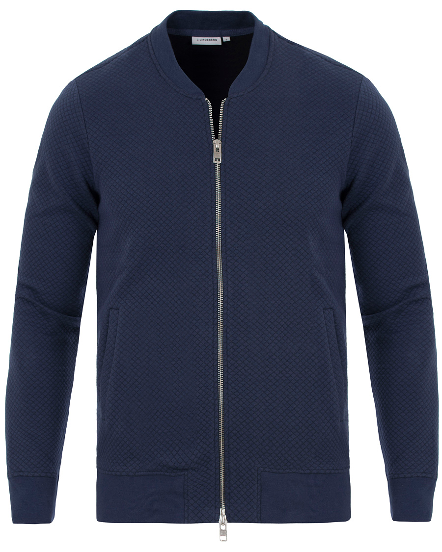 Herr | Tröjor | J.Lindeberg | Randall Micro Quilted Zip Sweater Navy