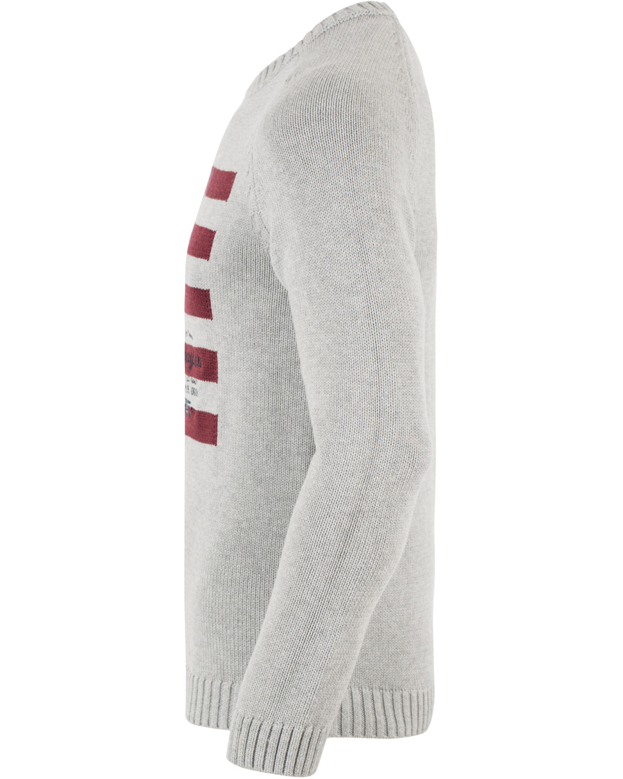 Herr | Tröjor | Lexington | Dylan Knitted Flag Sweater Light Warm Grey Melange