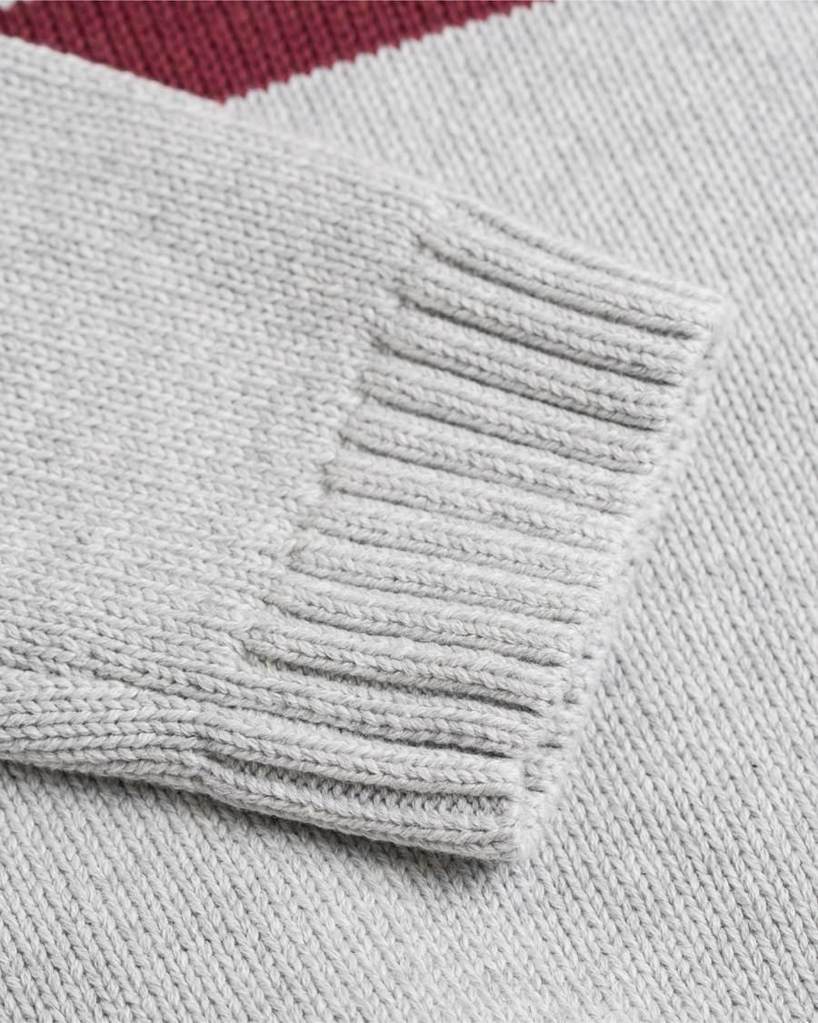 Herr | Tröjor | Lexington | Dylan Knitted Flag Sweater Light Warm Grey Melange