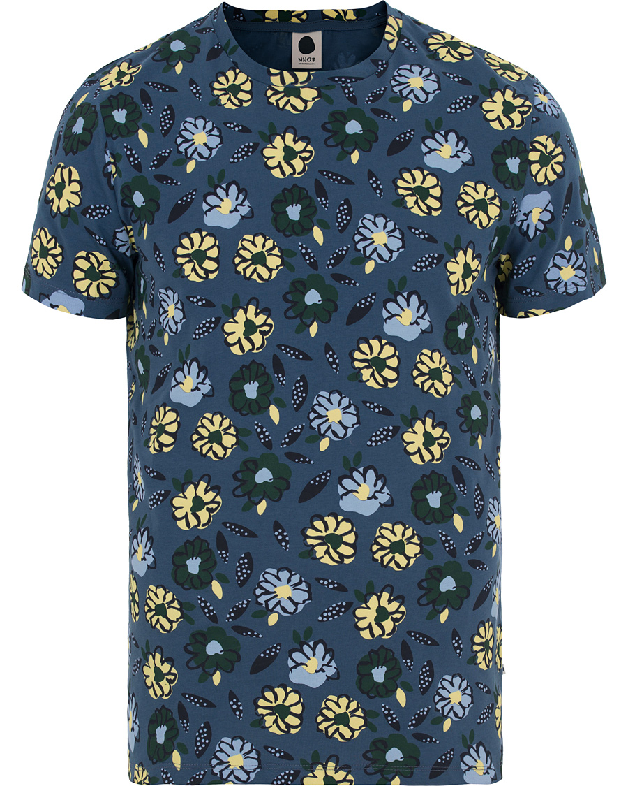 Herr | T-Shirts | NN07 | Barry Printed Flower Tee Blue