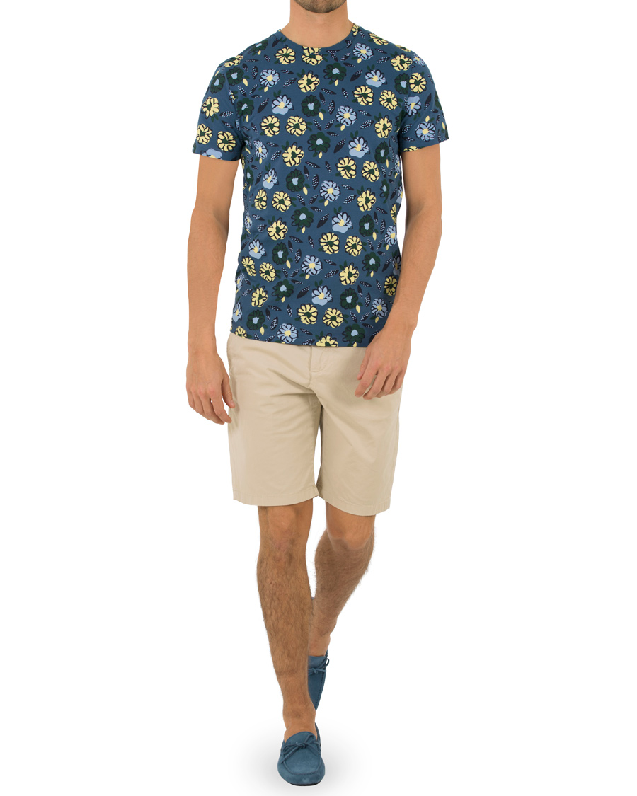 Herr | T-Shirts | NN07 | Barry Printed Flower Tee Blue