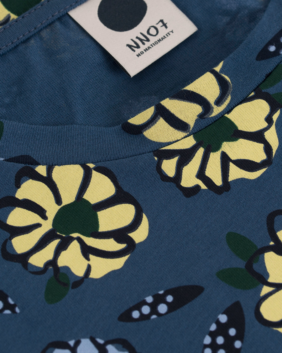 Herr | T-Shirts | NN07 | Barry Printed Flower Tee Blue