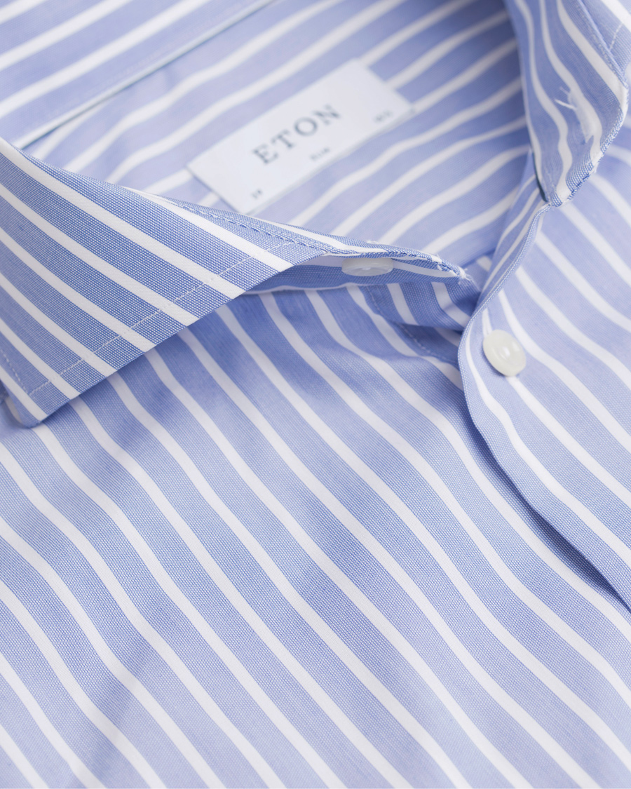 Herr | Skjortor | Eton | Slim Fit Poplin Striped Shirt Light Blue