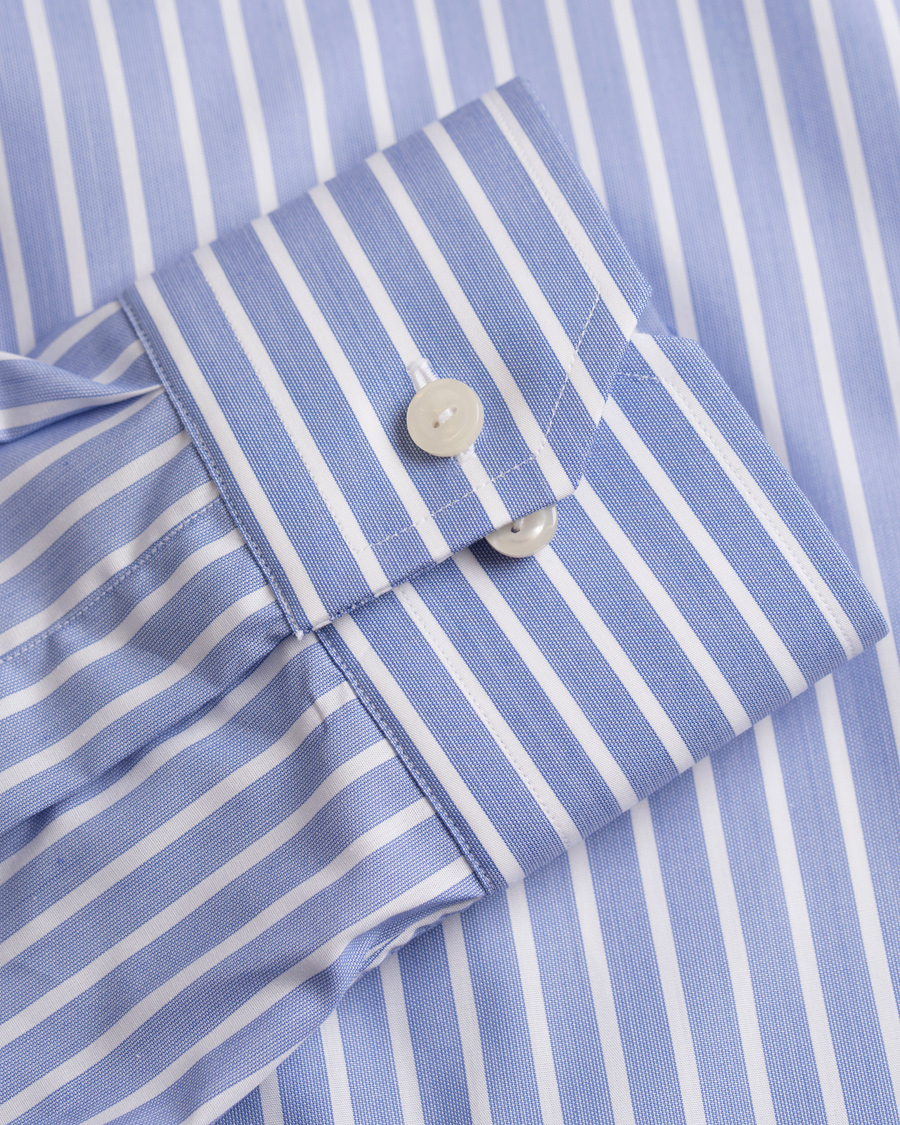 Herr | Skjortor | Eton | Slim Fit Poplin Striped Shirt Light Blue