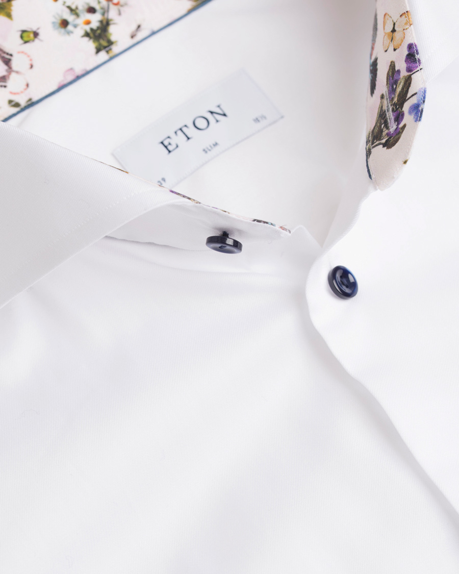 Herr | Skjortor | Eton | Slim Fit Signature Twill Contrast Shirt White