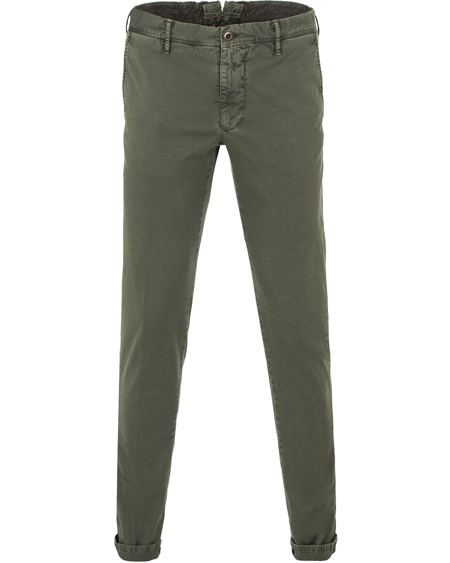 Herr | Byxor | Incotex | Slim Fit Stretch Slacks Army Green