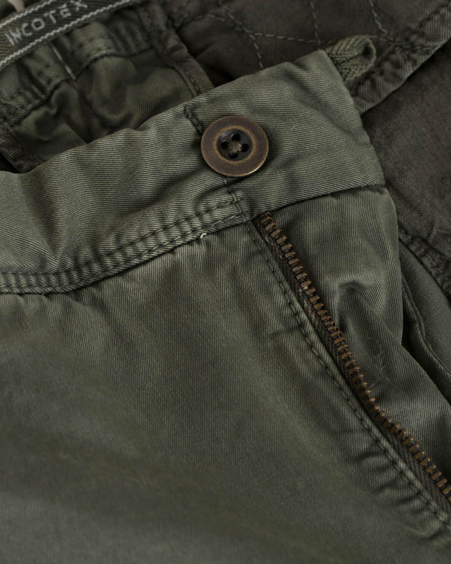 Herr | Byxor | Incotex | Slim Fit Stretch Slacks Army Green