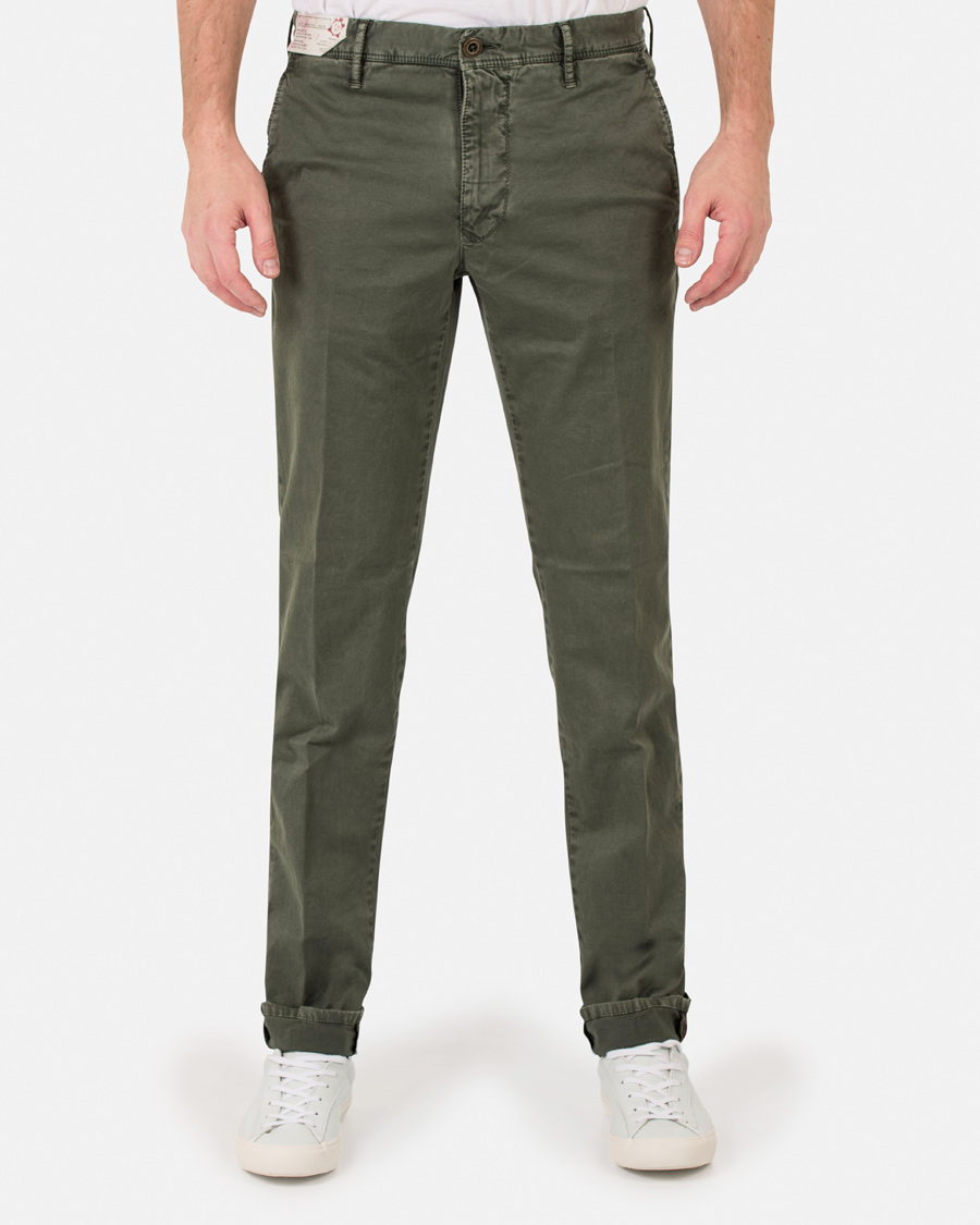 Herr | Byxor | Incotex | Slim Fit Stretch Slacks Army Green