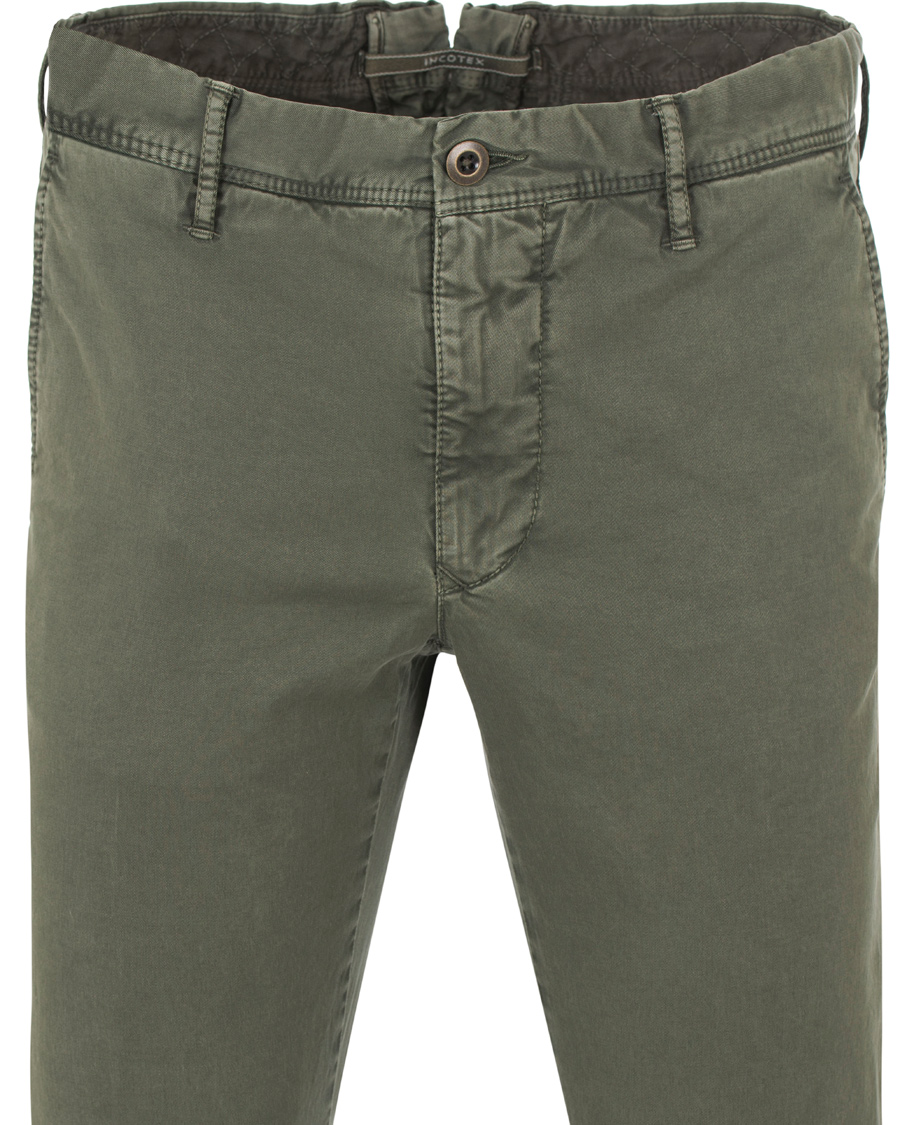 Herr | Byxor | Incotex | Slim Fit Stretch Slacks Army Green