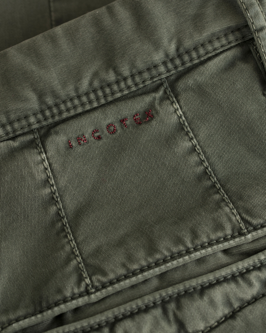 Herr | Byxor | Incotex | Slim Fit Stretch Slacks Army Green