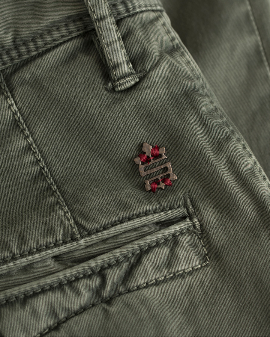Herr | Byxor | Incotex | Slim Fit Stretch Slacks Army Green