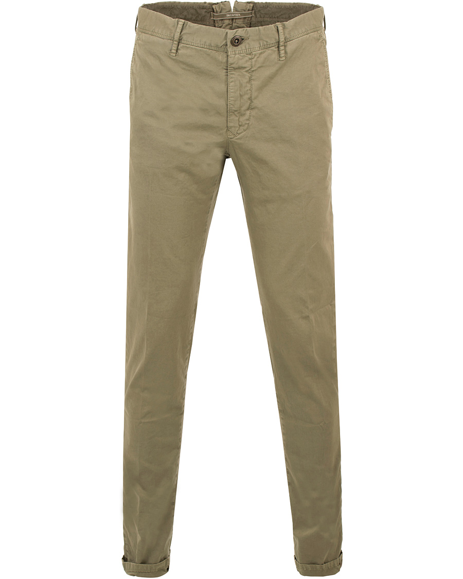 Herr | Byxor | Incotex | Slim Fit Stretch Slacks Light Army