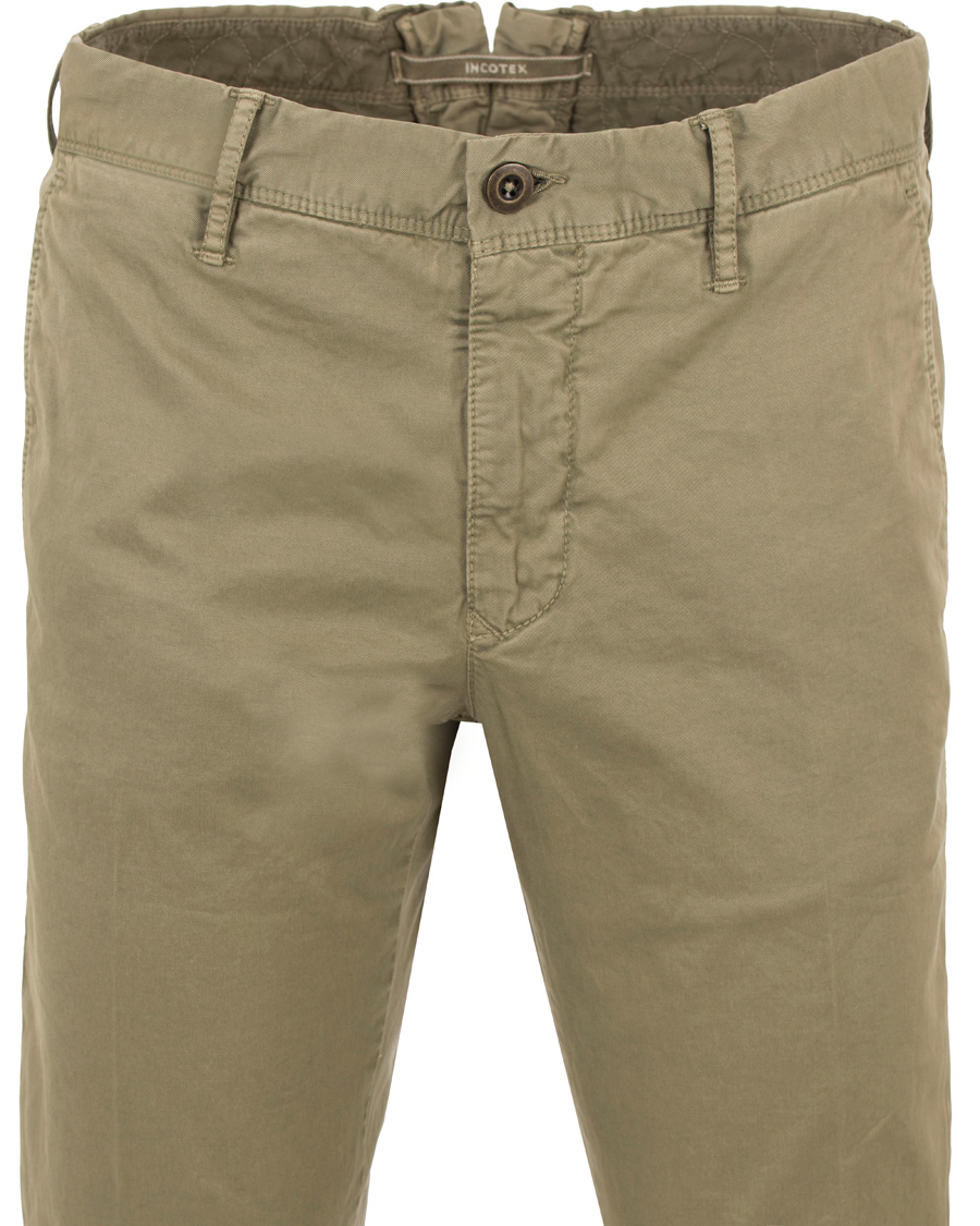 Herr | Byxor | Incotex | Slim Fit Stretch Slacks Light Army
