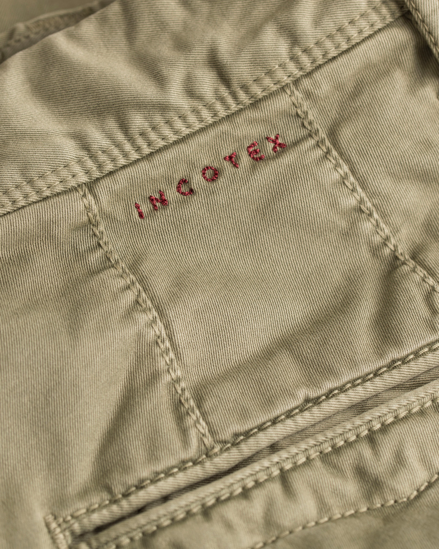 Herr | Byxor | Incotex | Slim Fit Stretch Slacks Light Army