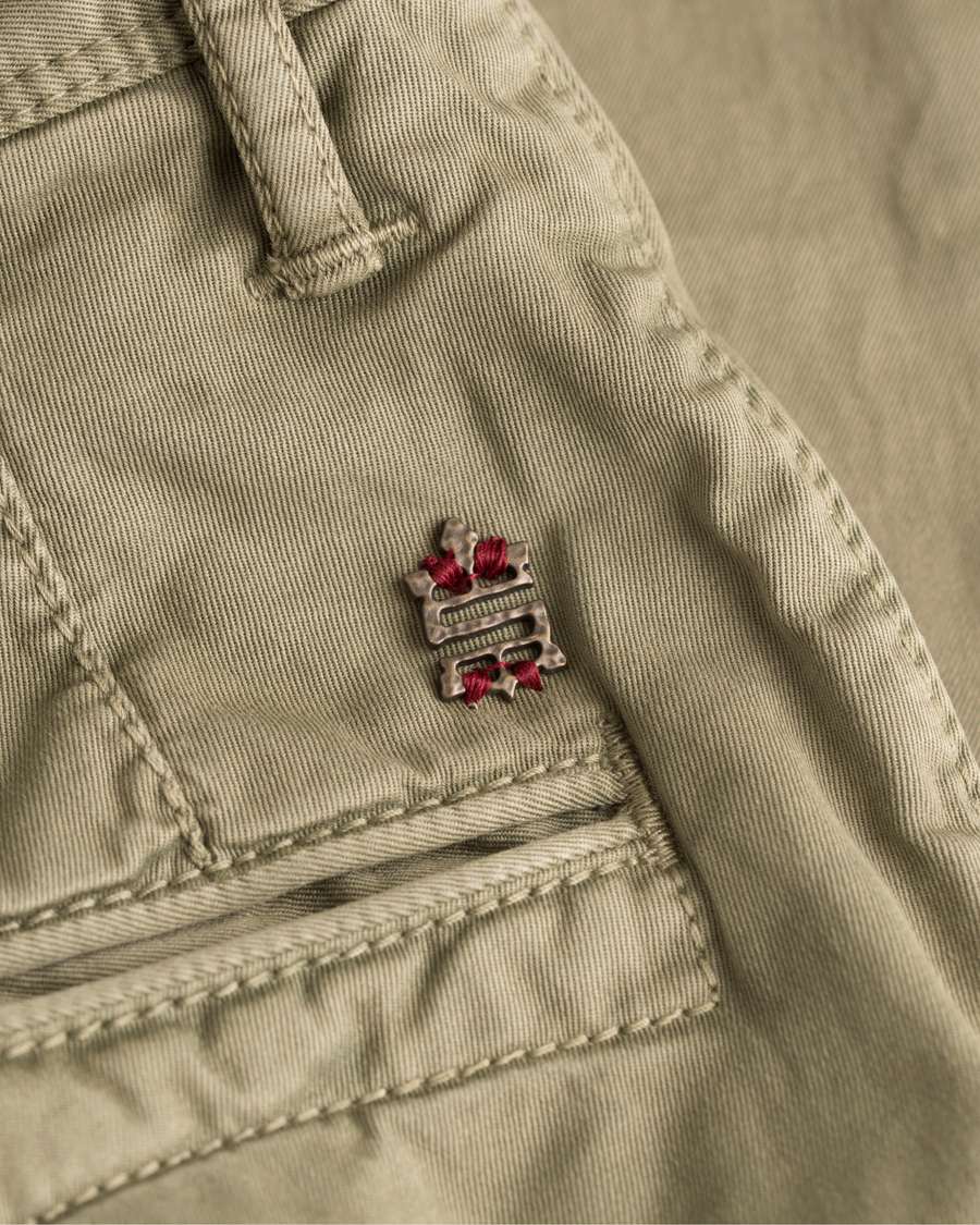 Herr | Byxor | Incotex | Slim Fit Stretch Slacks Light Army