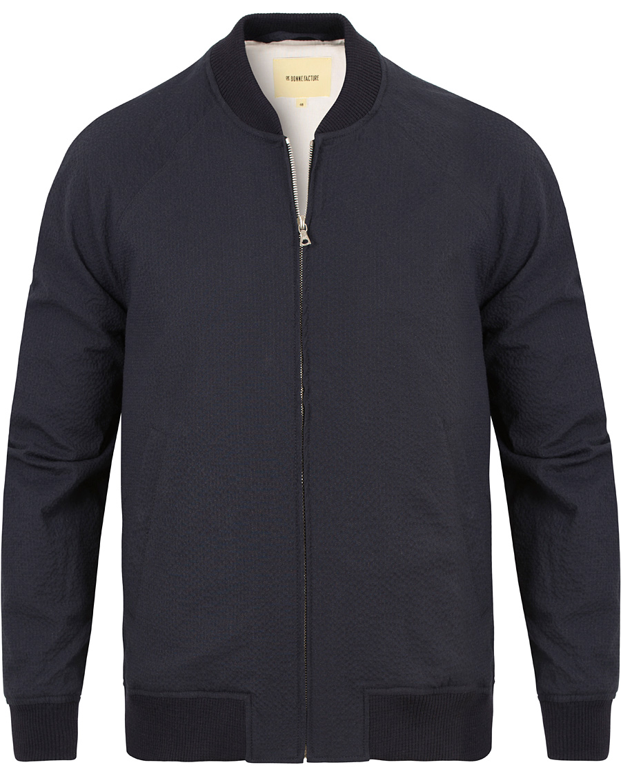 Herr | Jackor | De Bonne Facture | Jockey Plain Seersucker Jacket Navy