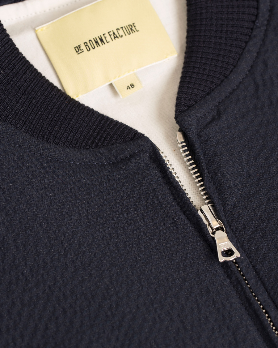 Herr | Jackor | De Bonne Facture | Jockey Plain Seersucker Jacket Navy