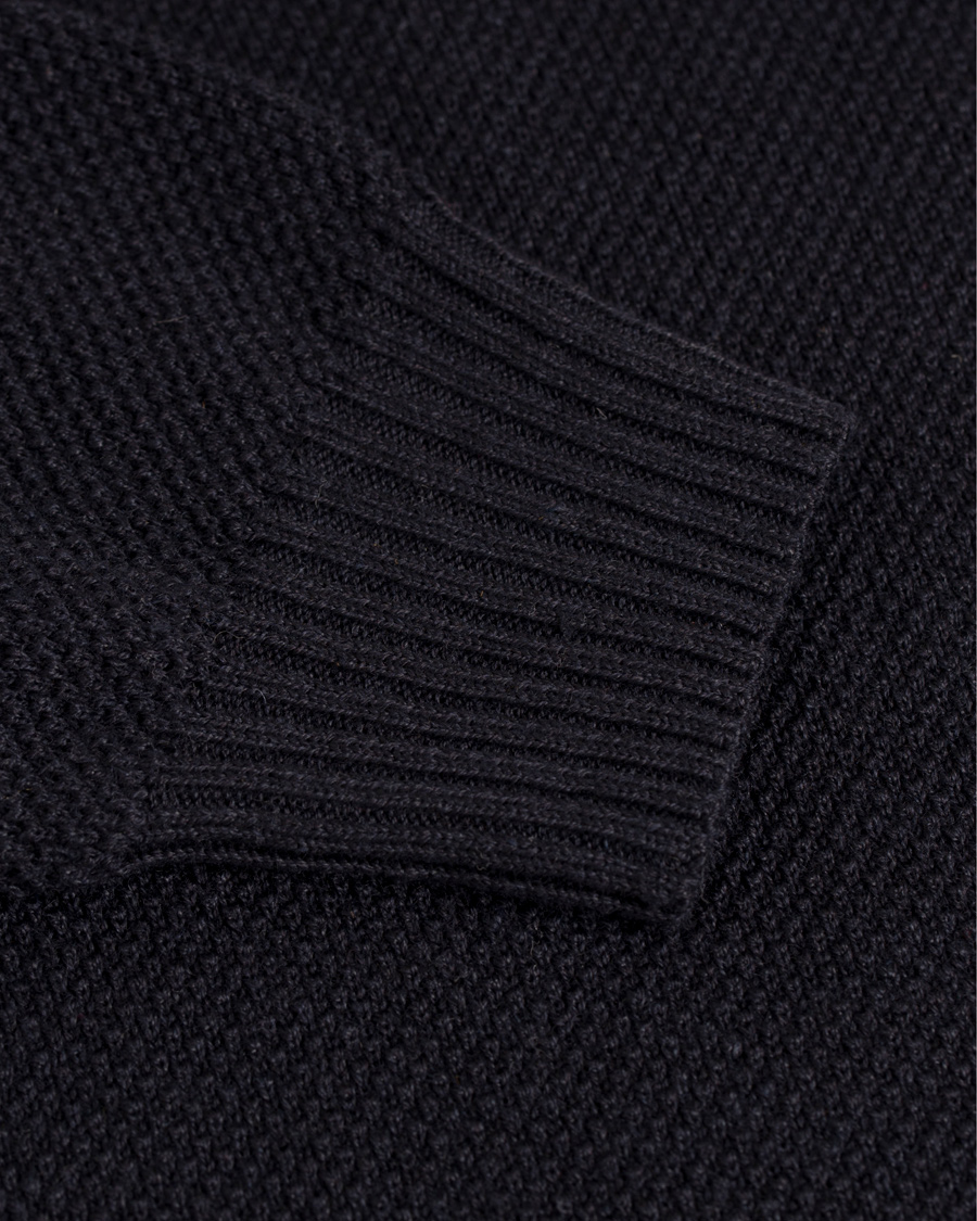 Herr | Tröjor | De Bonne Facture | Breton Wool and Linnen Knit Navy