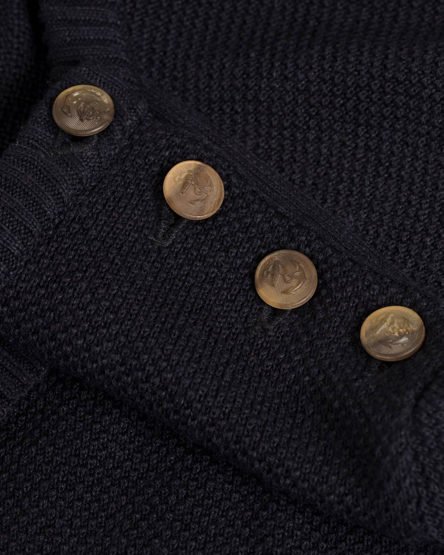 Herr | Tröjor | De Bonne Facture | Breton Wool and Linnen Knit Navy