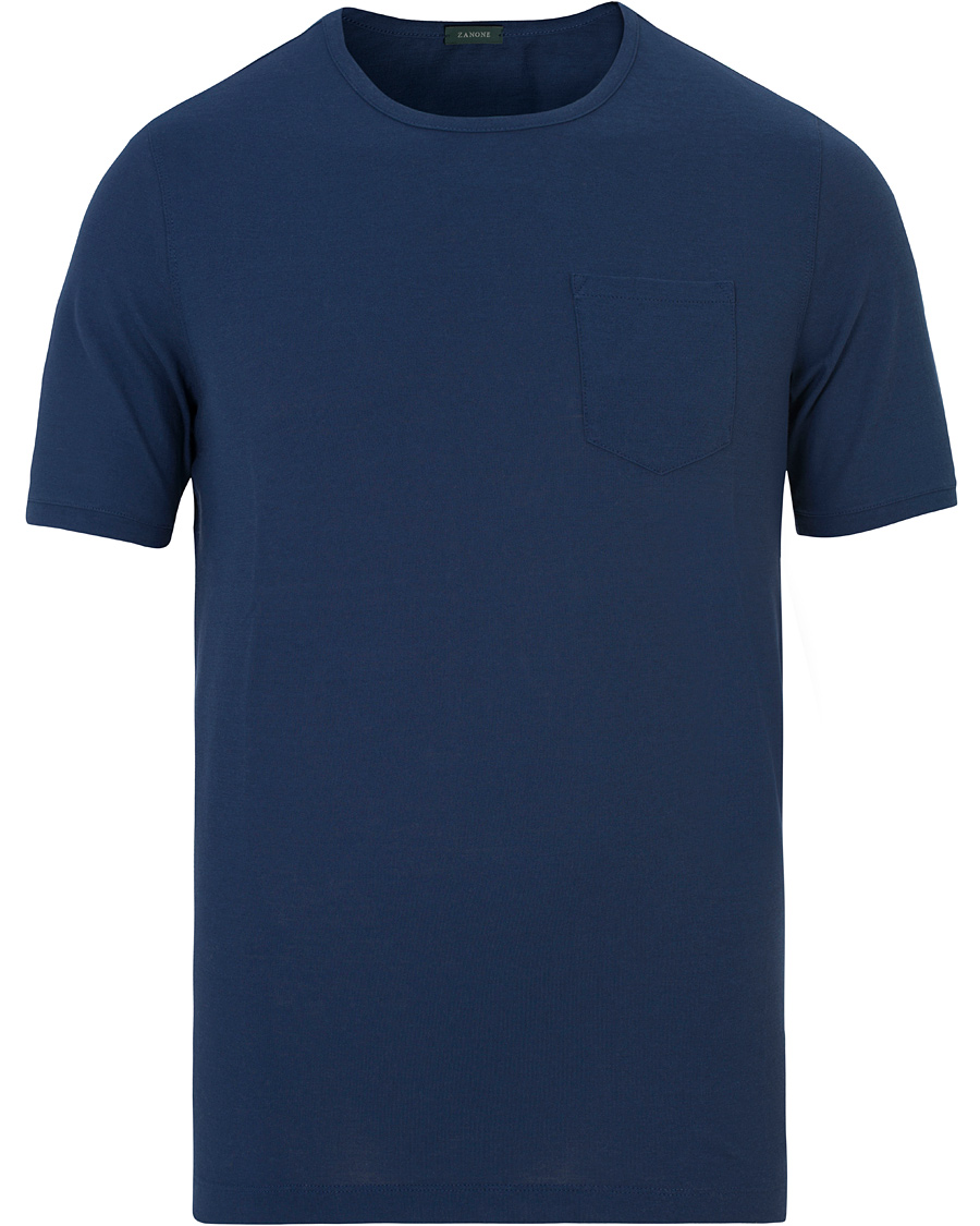 Herr | T-Shirts | Zanone | Ice Cotton Pocket Tee Deep Blue