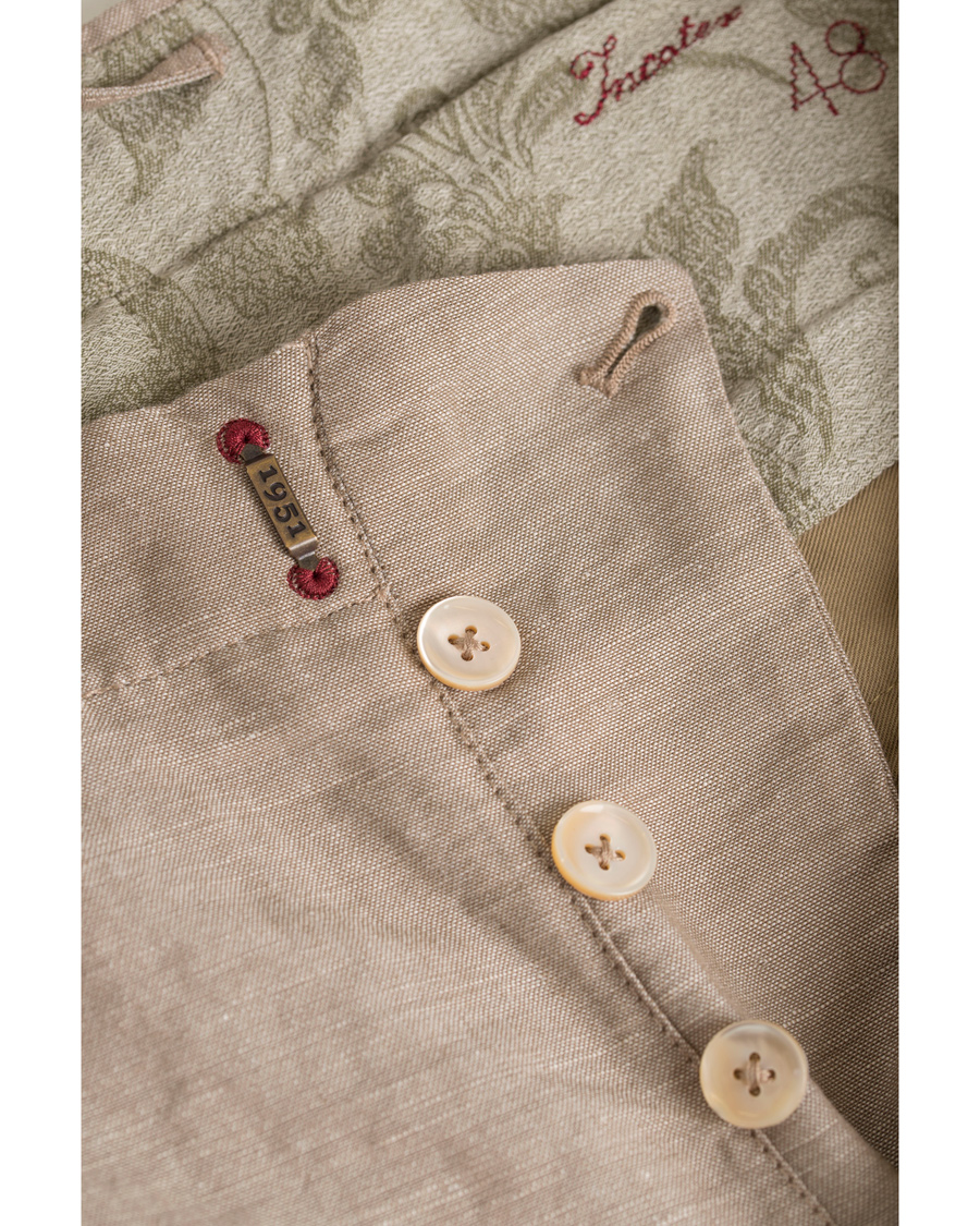 Herr | Byxor | Incotex | Loose Fit Double Pleated Linen Pant Light Brown